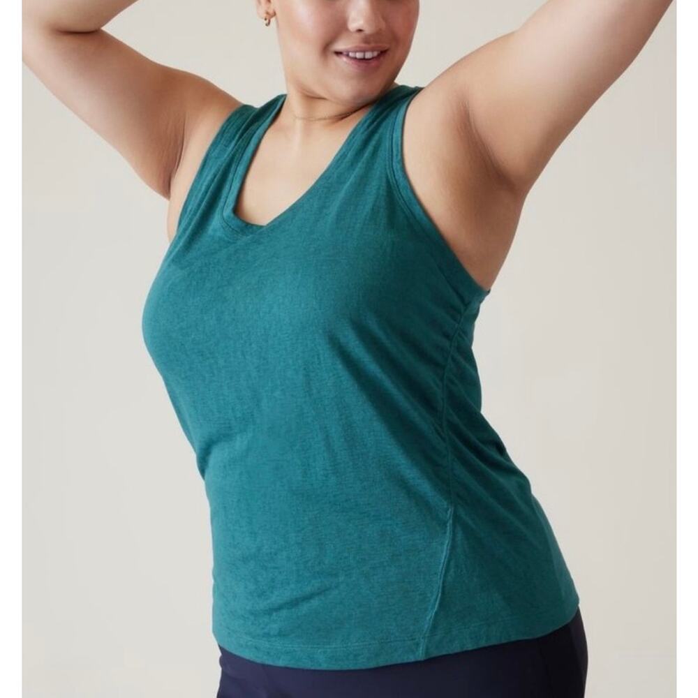 NWT Athleta Breezy Ruched Teal Tank Size XL